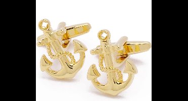 Manchetknopen - Anker met Touw Boot Goud Zeilen