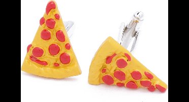 Manchetknopen - Pizza Pizzaslice Rood en Geel