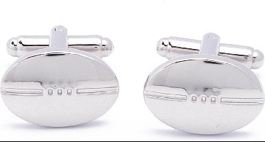 Manchetknopen - Rugbybal Plat Zilverkleurig