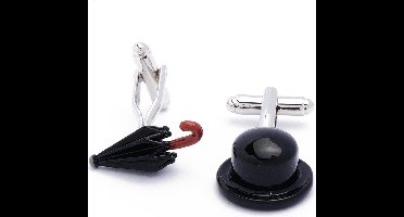 Manchetknopen - Hoed en Paraplu Zwart