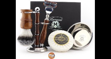 Compleet Shaving Set In Hout & Metaal. Cadeau voor Hem (Wooden Shaving Set)