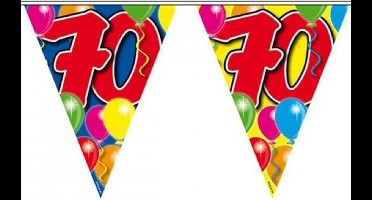 2x Leeftijd versiering vlaggenlijnen / vlaggetjes / slingers 70 jaar geworden thema 10 meter
