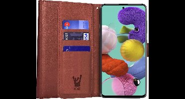Hoesje geschikt voor Samsung A51 - Book Case Kunstleer Wallet - Bruin