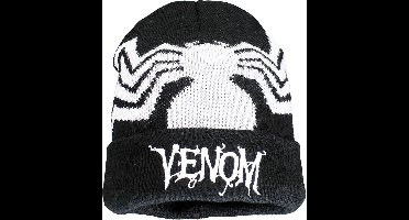 Marvel Venom Logo Roll-Up Beanie Muts Zwart / Wit