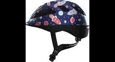 ABUS kinderhelm Smooty 2.0 - Robuuste fietshelm voor peuters in het bijrijdersstoeltje - voor meisjes en jongens - Blauw met raketpatroon, maat S