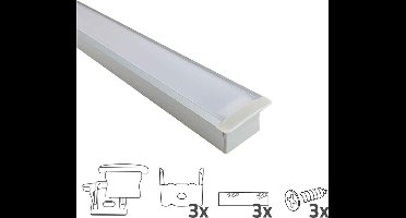 Aluminium ledstrip inbouw profiel Basic Line 1M – 20mm hoog – compleet met afdekkap - Led profiel inbouw - Wit