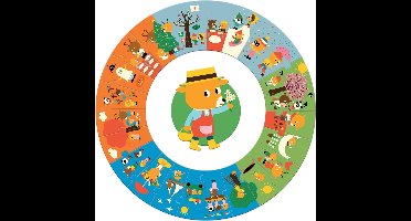 Djeco reuzenpuzzel Het Jaar - Ronde puzzel van 24 stukjes - FSC-gecertificeerd