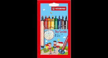 STABILO Trio Scribbi - Ergonomische Viltstift - Onverwoestbaar Door Meeverende Schrijfpunt - Etui met 8 Kleuren