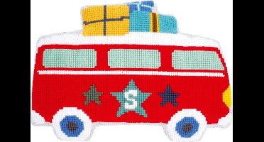 Vervaco - Kruissteekvormkussen kit - Op vakantie met bus - PN-0150422 - Borduren - Borduurpakket - Borduurpakket volwassenen - Borduurpakket kind