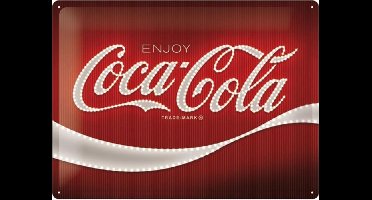 Coca-Cola Logo Red Lights - Metalen Wandplaat