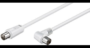 IEC (m) recht - IEC (v) haaks coaxkabel - wit - 10 meter