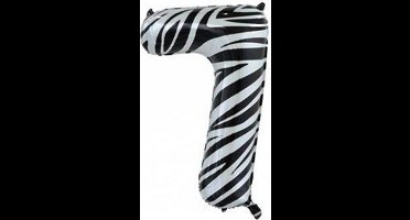 Folieballon Cijfer 7 Zebraprint 86 cm