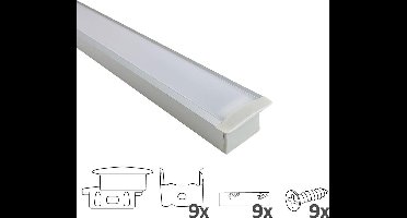 Led strip profiel 4M inbouw - 20 mm hoog - Led profiel inbouw - Led strip profiel - Wit