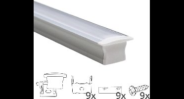 Led strip profiel inbouw 4M - 15 mm hoog - Led profiel - Wit