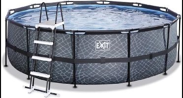 EXIT Stone Frame Zwembad ø450 - Opzetzwembad - met Zandfilterpomp - Rond - Grijs