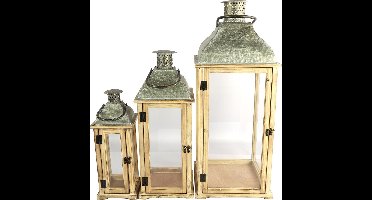 Lantaarn Caroline - 3 stuks - naturel