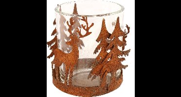 Countryfield Theelichthouder rond Bogdan S roestkleurig