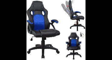 Gamestoel Wouter junior - bureaustoel - hoogte verstelbaar - zwart blauw