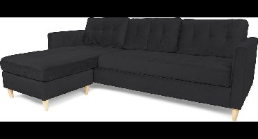 Mars bank BA4, chaise longue naar rechts of links gedraaid in velour zwart.