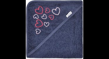 Funnies Badcape Hartjes Junior 80 X 80 Cm Katoen Navy