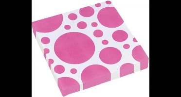 servetten Dots 33 x 33 cm 20 stuks roze