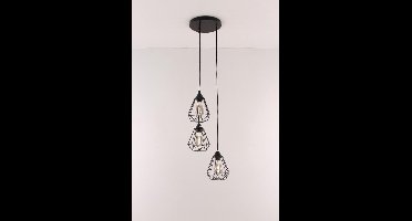 Hanglamp zwart 3-lichts kooi 130cm