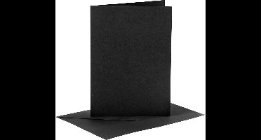 Kaarten en enveloppen, afmeting kaart 10,5x15 cm 110+230 gr, zwart, 6 set