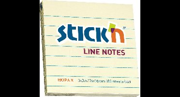 Memoblok Stick'n - 76x76mm - Sticky Notes - Gelijnd - Pastel Geel - 100 Memoblaadjes