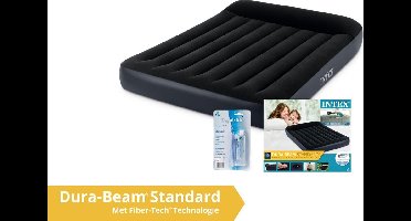 Intex luchtbed pillow rest - twijfelaar - 137 x 191 x 25 cm - zwart / donkerblauw (incl. Reparatiekit)