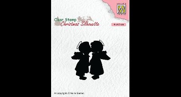 CSIL012 Clearstamp Nellie Snellen two kissing angels - stempel 2 kussende engelen kerstmis