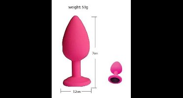 Anaal plug - Siliconen - Plug - Roze - Zwarte Steen - Ø 3.2 cm - Small