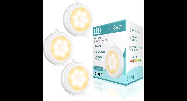 Iqonic Kastverlichting met Bewegingssensor - Draadloze Ledlamp - Onderbouw LED Lamp op Batterij - 3 Stuks - Warm Wit