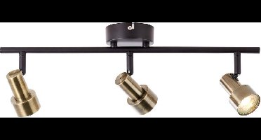 BRILLIANT lamp Croyden LED spot buis triple messing / zwart | 3x 4W LED geïntegreerd, 350lm, 3000K | Hoofden draaibaar | Energiezuinig en duurzaam dankzij het gebruik van leds