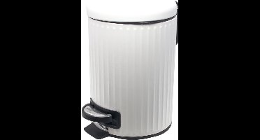 Bath & Shower - Pedaalemmer 3 L. Retro Wit - Prullenbak - Afvalbak - RVS