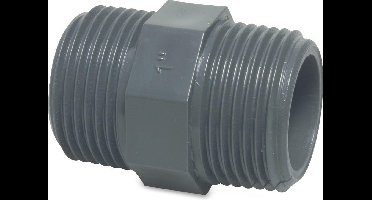Mega Nippel PVC-U 3/4" buitendraad 10bar grijs