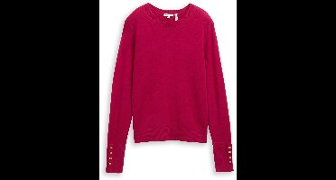 Tom Tailor - Gebreide trui met knoopdetails - Maat XS - dark pink