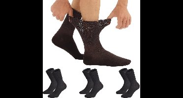 CALZITALY, Pack van 3/6 paar sokken zonder elastiek, uniseks, gezondheidssokken voor diabetici van katoen, zwart, wit, natuur, made in Italy