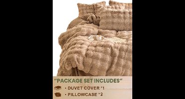 3-delige Dekbedovertrekset - Pluche Fleece / Imitatiebont - 220x240cm - Bruin