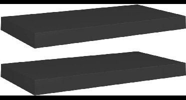 vidaXL Wall shelves floating 2 pcs 50x23x3.8 cm MDF black