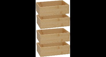 Gerimport Lade organizer - 4x - bamboe hout - 23 x 15 x 7 cm - bakje - kast organizer - organizer - doos