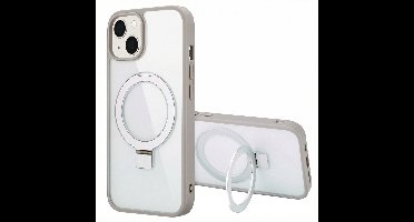 Accezz Hoesje - Geschikt voor Apple iPhone 13 - Ring Stand Backcover geschikt voor MagSafe - Grijs