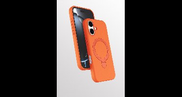 Hoesje Geschikt voor iPhone 17 hoesje zacht siliconen Oranje - Liquid Backcover ring hoesje Geschikt voor Magsafe