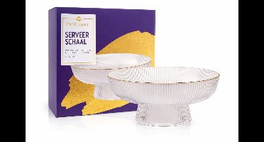 Serveerschaal - Serveerbord - Schaal - Glas met gouden rand