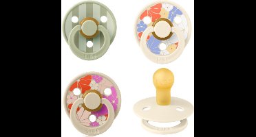 Bibs studio fopspenen maat 1 (0-6 maanden) Set 3 fopspenen -Block Sage - Flower Child Ivory - Flower Child Vanilla
