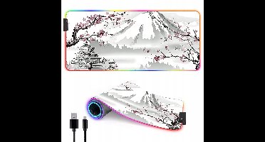 XXL Gaming Muismat RGB LED 90x40cm Japan Sakura - Verlicht Bureau Onderlegger
