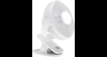 Draagbare Ventilator met Klem en LED-Verlichting – 3 Snelheden – Oplaadbaar – Tafelventilator – Mini ventilator - USB – 6 W – Wit - Adler AD 7335