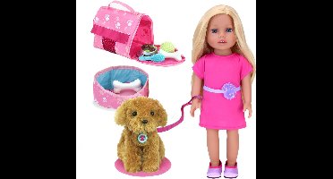 Sophia's by Teamson Kids 45.7 cm Pop met Speelgoed-Pup en Vervoerder - Pop met Accesoires - Roze - "Chloe"