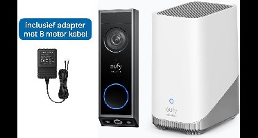 eufy Security E340 Video Deurbel + HomeBase 3 S380 – Video Doorbell - Dual-Cam technologie, 2K Full HD-resolutie, kleur nachtzicht, AI-pakketdetectie + deurbel adapter met 8 meter kabel - Bundelvoordeel