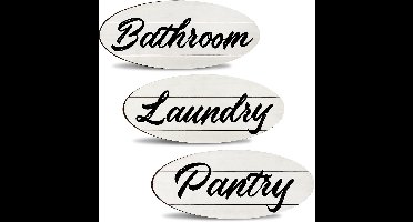 Set van 3 Rustieke Houten Wanddecoratie Borden voor Badkamer, Wasruimte en Voorraadkast