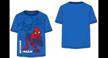 Marvel Spiderman Shirt - Katoen - Korte Mouw - Blauw - Maat 122/128